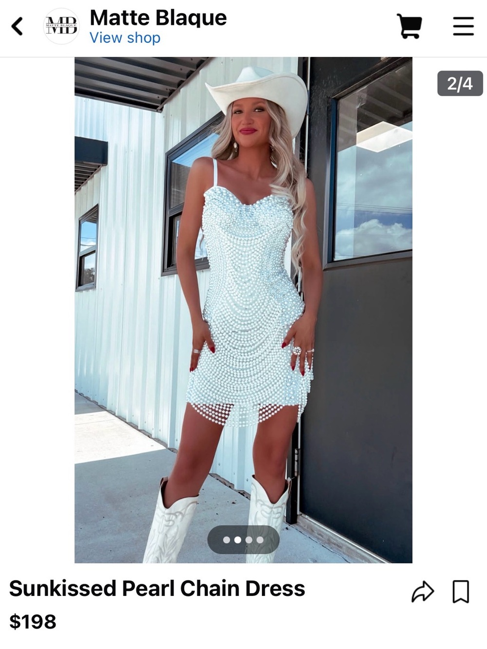 White Pearl Chain Mini Dress